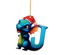 Funny Christmas Tree Ornaments,26 Letter Dinosaur Pendant, 2D Acrylic Christmas Tree Initial Last Name Pendant, Cute Xmas Hanging Ornaments, Car Decorations For Holiday