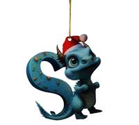 Funny Christmas Tree Ornaments,26 Letter Dinosaur Pendant, 2D Acrylic Christmas Tree Initial Last Name Pendant, Cute Xmas Hanging Ornaments, Car Decorations For Holiday