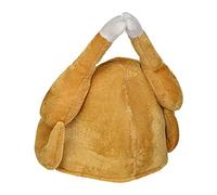 Funny Christmas Turkey Hat for Adults, Plush Thanksgiving Silly Novelty Xmas Headwear Cooked Christmas Chicken Hat for Holiday Parties, Festive Fancy Dress Costume Accessory