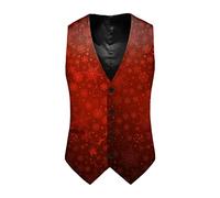 Funny Christmas Waistcoat Men's Festive Santa Xmas V-Neck Sleeveless Button Slim Party Dress Waistcoat with Pocket