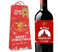 Funny Christmas Wine Bottle Bag & Sticker - Hilarious novelty gift, perfect as stocking fillers, Christmas gifts for women, early Christmas presents, and funny secret Santa gifts for men, Silly Gifts.
