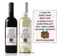 Funny Christmas Wine Bottle Label for A Brother Or Sister from Brother Humorous Xmas Message