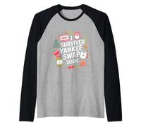 Funny Christmas Yankee Swap Secret Santa 2026 White Elephant Raglan Baseball Tee