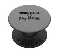 Funny Church Softball Team Joke Swing Hard Pray Harder PopSockets Adhesive PopGrip