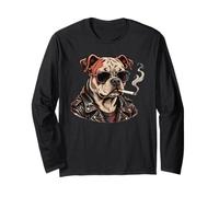 Funny Cigarette Bulldog Smoking Pet Meme Gen Z Long Sleeve T-Shirt