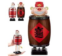 Funny Cigarette Dispenser, Novelty Gag Collectibles Prank Automatic Bounce Cigarette Case, Lucky Pig in The Wooden Barrel Cigarette Box, Prank Toy Gift for Man