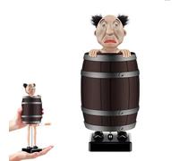 Funny Cigarette Holder,Prank Automatic Bounce Cigarette Case, Funny & Quirky Cigarettes Dispenser,Weird Old Man in The Wooden Barrel Cigarettes Box Figurines Statue,Prank Toy Gift for Man