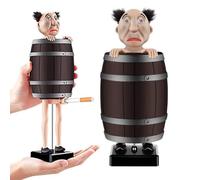 Funny Cigarette Holder, Santa Cigarette Dispenser, Creative Spoof Cigarettes Box, Christmas Stocking Stuffers for Men, Funny Santa Claus in The Wooden Barrel Cigarettes Dispenser, Prank Gift for Men