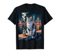 Funny Cigarette Kitten Smoking Cat Meme Stupid Brainrot Joke T-Shirt