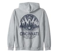 Funny Cincinnati OH City Skyline UFO Chili Mac Cincinnati Zip Hoodie
