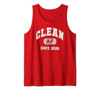 Funny Clean AF Since 2026 Sobriety AA Est Recovery Sponsor Tank Top