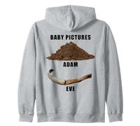Funny Clean Bible Character Humor - Adam & Even Baby Photos Zip Hoodie