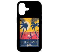 Funny Cleveland Ohio Retro Palm Trees Surf Distressed Design Case for iPhone 17