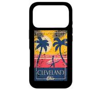 Funny Cleveland Ohio Retro Palm Trees Surf Distressed Design Case for iPhone 17 Pro