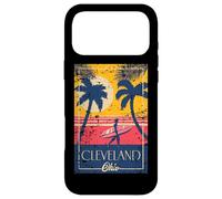 Funny Cleveland Ohio Retro Palm Trees Surf Distressed Design Case for iPhone 17 Pro Max