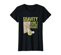 Funny Climber Rock Climbing Gravity Value Graphic T-Shirt, Women, Black, XS