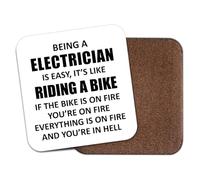 Funny Coaster Drinks Mat - Being A Electrician is Like Riding a Bike CO6327 | Birthday Gifts For Him & Her, Family, Gift Idea, Fathers Day Mothers Day Christmas Secret Santa, Novelty Gifts