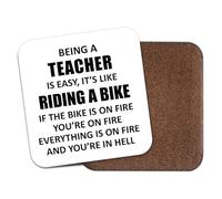 Funny Coaster Drinks Mat - Being A Teacher is Like Riding a Bike CO6319 | Birthday Gifts For Him & Her, Family, Gift Idea, Fathers Day Mothers Day Christmas Secret Santa, Novelty Gifts