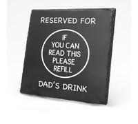 Funny Coaster Gift For Dad Fathers Day Present Step Dad Birthday Present Engraved Black Slate Drinks Coaster Reserved For Dads Drink