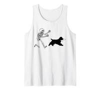 Funny Cocker Spaniel Dog Running Skeleton Halloween Tank Top