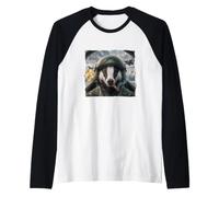 Funny Cockpit Pilot Helmet Cigar Badger Raglan Baseball Tee