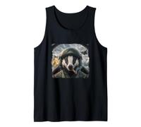 Funny Cockpit Pilot Helmet Cigar Badger Tank Top