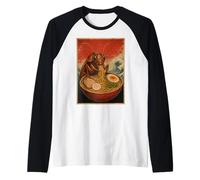 Funny Cockroach Eating Ramen Art Japanese Raglan Baseball Tee
