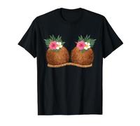 Funny Coconut Boobs Tiki Luau Hula Hawaiian Coconut Bra Value Graphic T-Shirt, Men, Black, L