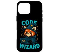 Funny Code Wizard Red Panda Programmer Design Case for iPhone 16 Pro Max