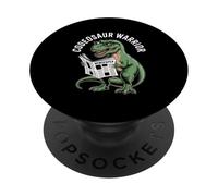 Funny Codeosaur Warrior Dinosaur Reading Newspaper PopSockets Adhesive PopGrip