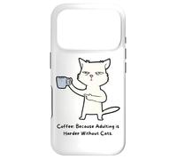 Funny Coffee and Cat, Sarcastic Cat and Caffeine Puns Humor Case for iPhone 17 Pro