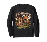 Funny Coffee Appreciation Café Capybara Long Sleeve T-Shirt