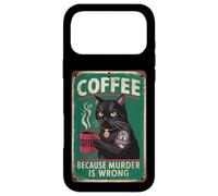 Funny Coffee Cat "Coffee because murder is wrong" Men Women Case for iPhone 17 Pro Max