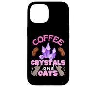 Funny Coffee Crystals and Cats Witch Quote Halloween Cats Case for iPhone 15