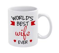 Funny Coffee Cup Worlds Best Wife Ever Mug For Greatest Women, Appreciation Gift, Romantic Birthday Novelty Gifts Ideas For Mom from Daughter Son Women Mom Gifts for Mother 11oz