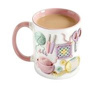Funny Coffee Cups | 330 ml Ceramic Crochet Design Desk Decoration - Original Coffee Mug Drinking Vessels for Home Office Restaurant Tea Milk Water Juice Drink Adults Knitting Lovers Party