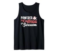 Funny Coffee Drinker Powered by Caffeine and Sarcasm Tank Top