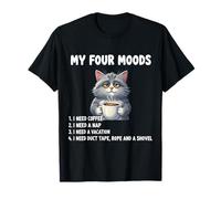 Funny Coffee Lover Naps Sleep Vacation Cat Tired Cartoon Fun T-Shirt