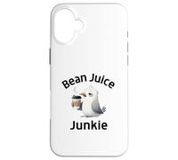 Funny Coffee Lovers Bean Juice Junkie Cute Seagull Case for iPhone 16 Plus