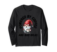 Funny Coffee Lovers Powered by Coffee and Bad Ideas Gnome Long Sleeve T-Shirt