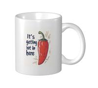 Funny Coffee Mug 11 Oz It's Getting hot in here Slogan,Spoof Red Hot Chili,Home Kitchen,Office Decor,Vibrant and Unique Design,Funny Artwork for Adults, Suitable Family Friends