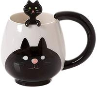Funny Coffee Mug 14 oz Black Cat Coffee Mug with Spoon Funny Gift Mug Novelty Cup Ceramic Mug Gift for Women Men Birthday Christmas