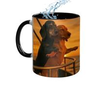 Funny Coffee Mug, 325 ml Ceramic Couple Dachshund, Dog Cups for Couples - For Water Tea Milk Juice Him Her Birthday Valentine's Day Wedding Celebration Home Office