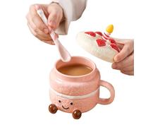 Funny Coffee Mug - 400 ml Cute Drinking Cup, Aesthetic Ceramic Mug, Charming Design with Lid Spoon and Sturdy Feet for Hot, Cold Drinks Gift Mug for Home Offices, Schools, Cafes