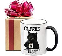 Funny Coffee Mug Adult Humor Gifts for Women Men - Coffee Because Murder is Wrong Mug Birthday Christmas White Elephant Mothers Day Gift for Work Friends, Boss, Friend, Employee, Sister, Spouse-307