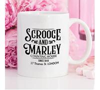 Funny Coffee Mug Scrooge and Marley Counting House Ceramic Coffee Mug 15 oz Coffee Mug Tea Cup White Gift for Women Men
