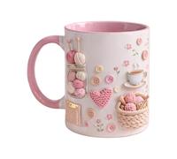 Funny Coffee Mugs - 350ml Crochet Yarn Art Ceramic Drinkware, Humorous Novelty Mug for Women, Gift | Quirky Cup for Mom Friend Sister Birthday Christmas Party Home Apartment