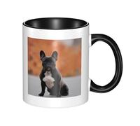 Funny Coffee Mugs French Bulldog 11 Oz Two Tone Color Ceramic Cup with Comfortable Handle, 3D Pattern, Perfect for Coffee & Tea Cups Mug