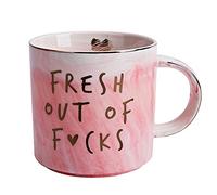 Funny Coffee Mugs Gifts for Women - Sarcastic Novelty Cups Gag Gift for Friends, Coworkers, Boss, Employee, Human Resources - Fresh Out Of - Inappropriate Cute Pink Marble Mug, 11.5oz Coffee Cup