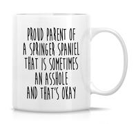 Funny Coffee Mugs- Proud Parent of A English Springer Spaniel Dog Owner Dog Mom Dad 11 Oz Ceramic Drinking Cup - Humor Sarcasm Motivational Christmas Birthday Gift for Him Her Friends Coworker Men